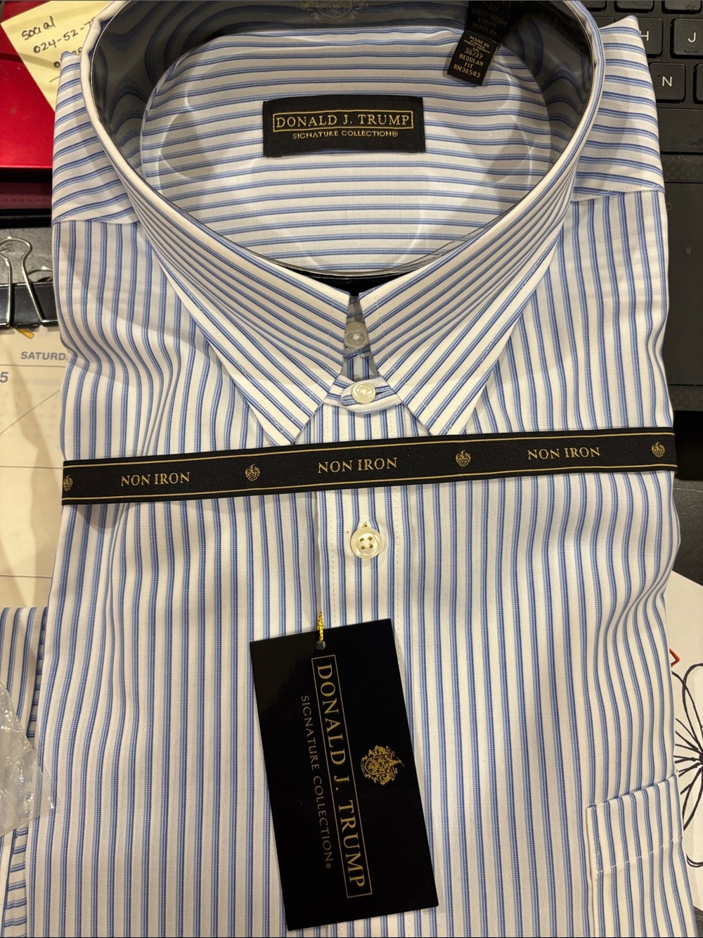 Donald J. Trump-Dress Shirt-Lt Blue Stripes-NWT